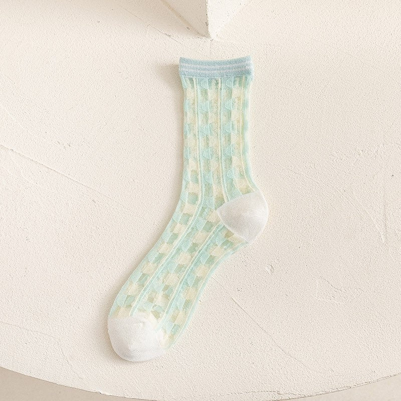 Miss June’s | Women’s Glass Silk-like Transparent socks | Cute | Colorful | Summer | Patterned | Gift Idea | Casual | Comfortable |Art|