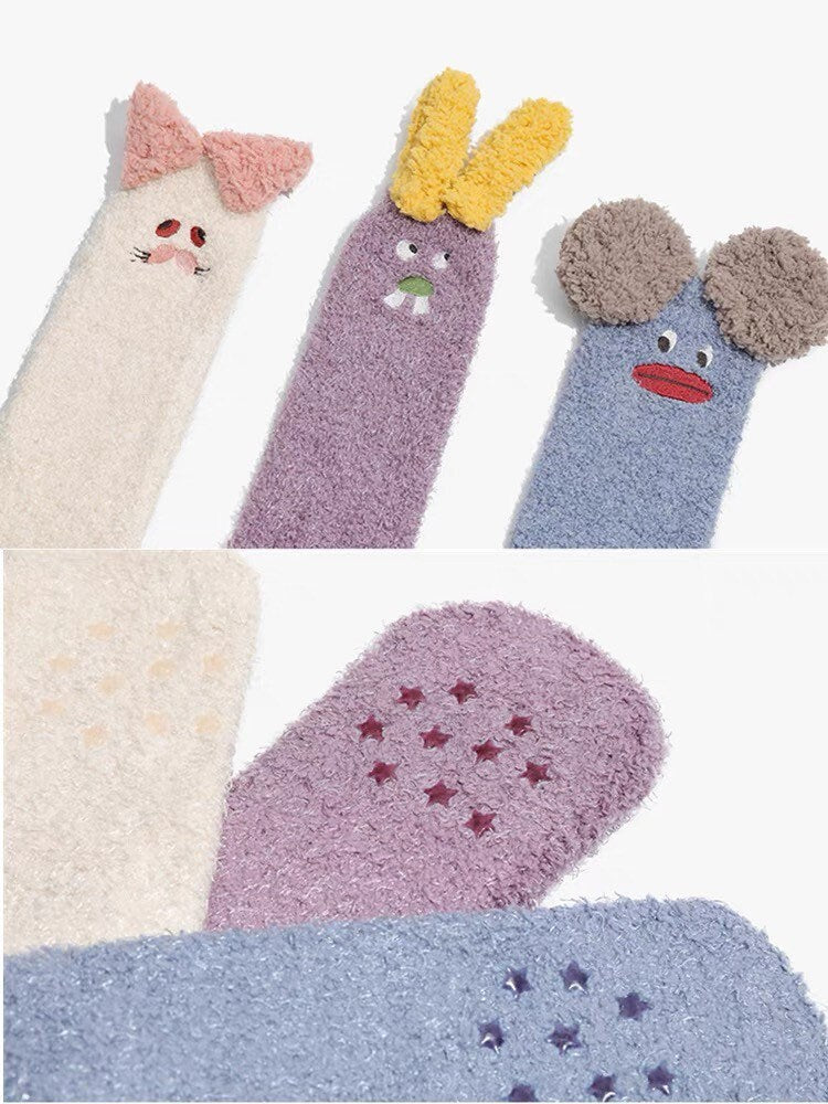 Miss June’s | Women’s | 1 pair | Floor socks | Cute | Fuzzy | Home wear | Warm | Soft | Gift Idea | Casual | Cozy| Animals| Sleep | Winter